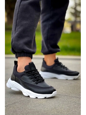 KB-707  Kuback Siyah Cilt Yüksek Taban Bağcıklı Günlük Erkek Ayakkabı