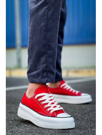 KB-CX-3 Kuback Kısa Kırmızı Keten Beyaz Yüksek Taban Spor Ayakkabı