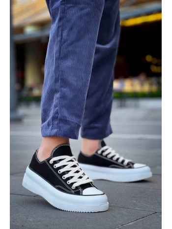 KB-CX-3 Kuback Kısa Siyah Keten Beyaz Yüksek Taban Spor Ayakkabı