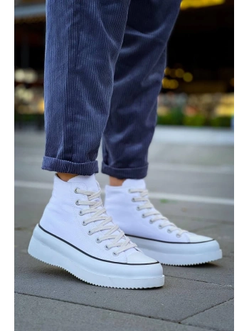 KB-CX-3 Kuback Uzun Beyaz Keten Beyaz Yüksek Taban Spor Ayakkabı