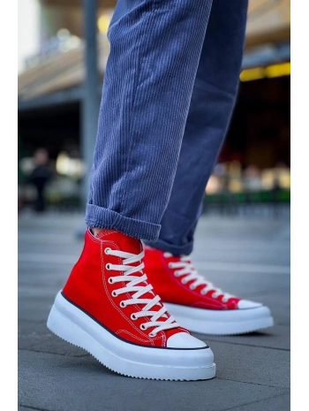 KB-CX-3 Kuback Uzun Kırmızı Keten Beyaz Yüksek Taban Spor Ayakkabı