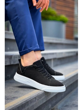 KB-X204 Kuback Siyah Keten Beyaz Yüksek Taban Günlük Erkek Spor Ayakkabı