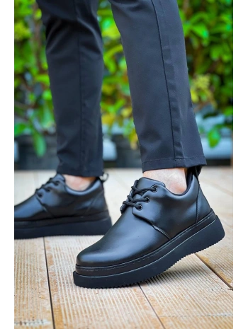KB-X3  Kuback Siyah Cilt Siyah Taban Bağcıklı  Günlük Erkek  Ayakkabı