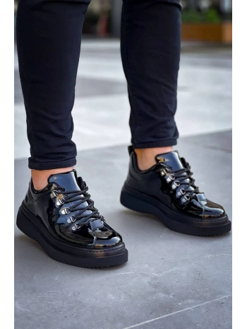 KB-X4  Kuback Siyah Rugan Siyah Yüksek Taban Bağcıklı Günlük Erkek Ayakkabı