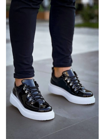 KB-X4  Kuback Siyah Rugan Yüksek Taban Bağcıklı Günlük Erkek Ayakkabı