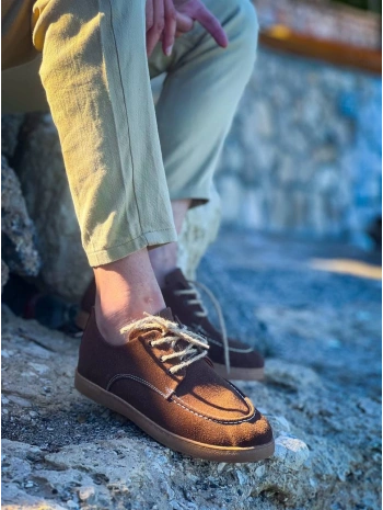 KB-X5 Kuback Kahve Süet Bağcıklı  Günlük Erkek Ayakkabı