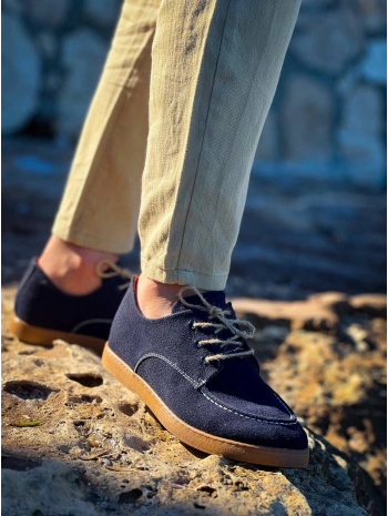 KB-X5 Kuback Lacivert  Süet Bağcıklı  Günlük Erkek Ayakkabı