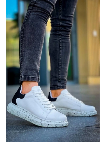 KB-X500  Kuback Beyaz Siyah  Yüksek Taban Bağcıklı Günlük Erkek Ayakkabı