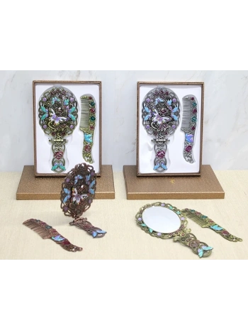 Kelebek Katlanabilir Ayna Ve Tarak Seti Büyük Boy Alk4981