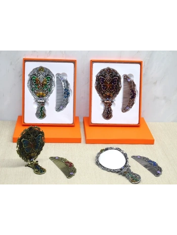 Kelebek Katlanabilir Ayna Ve Tarak Seti Orta Boy Alk4985