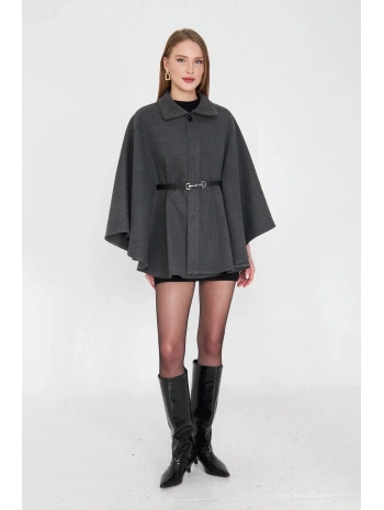 Kemerli kaşe panço antrasit pt