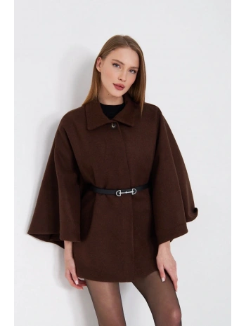 Kemerli kaşe panço kahve pt