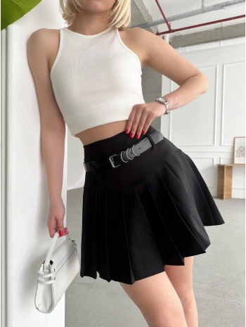 Kemerli pikseli şort etek