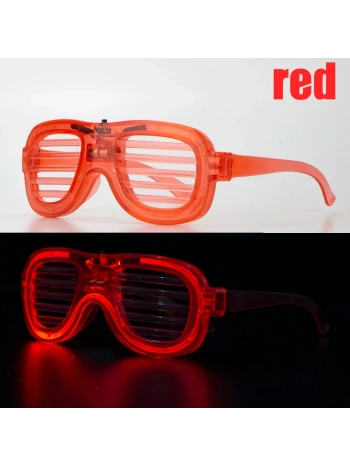 Kırmızı Led Işıklı Parti Gözlüğü - Neon Glow Şerit Gözlük 3 Modlu