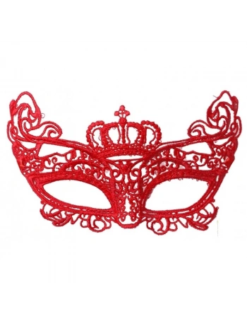 Kırmızı Renk Dantel Örgü İşlemeli Parti Maskesi Model 2