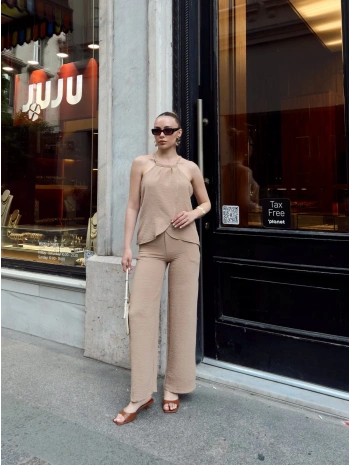 Kruvaze takım ayrobin bej s054