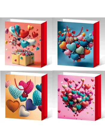 Küçük Boy Kalp Motifli Karton Çanta