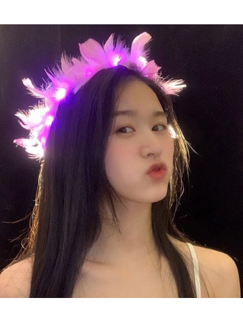 Led Işıklı Rengarenk Yanan 3 Fonksiyonlu Otrişli Parti Tacı Pembe Renk 12x12 Cm