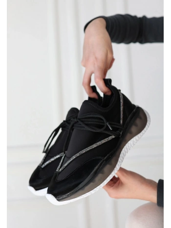 Liney Siyah Rugan Bağcıklı Spor Ayakkabı