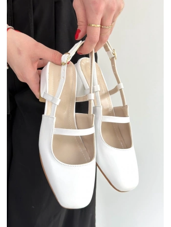 Liva Beyaz Cilt Topuklu Ayakkabı