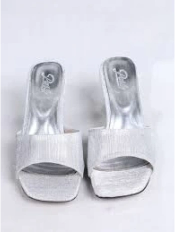 Luart Gümüş Simli Topuklu Terlik