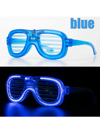 Mavi Led Işıklı Parti Gözlüğü - Neon Glow Şerit Gözlük 3 Modlu