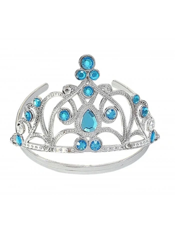 Mavi Taşlı Elsa Çocuk Tacı Prenses Tacı Kraliçe Tacı 16x14 Cm
