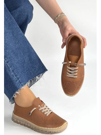 Merja Taba Deri Bağcıklı Spor Ayakkabı