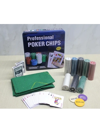 Metal Kutulu 400 Chip Ve 2 Adet İskambil  Kağit Setine Sahip Poker Oyunu Alk3538
