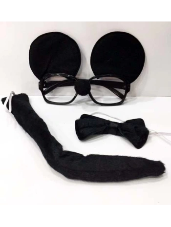 Mickey Mouse Gözlüğü Papyonu Kuyruğu Seti