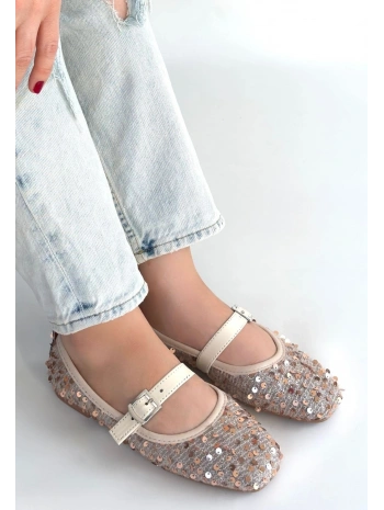 Moden Bej Süet Babet Ayakkabı