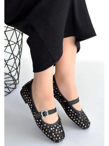 Moden Siyah Süet Babet Ayakkabı