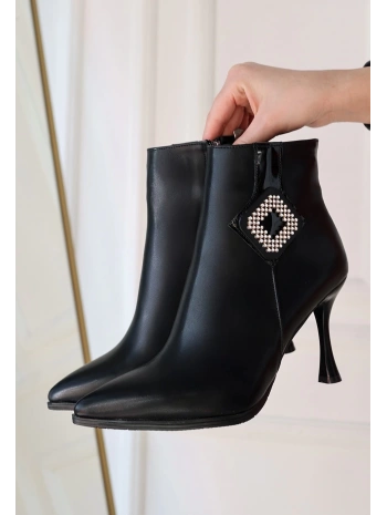 Moose Siyah Cilt Topuklu Bot