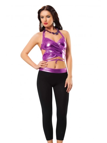 Mor Deri ( Lame ) Büstiyer & Tayt Gecelik - 461