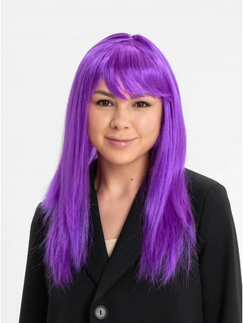 Mor Renk Düz Kesim Uzun Parti Peruğu Takma Saç