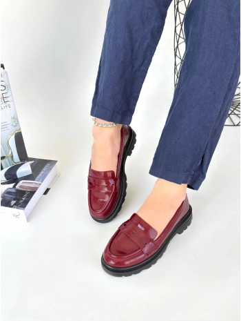 Narli Bordo Rugan Oxford Ayakkabı