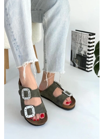 Nool Yeşil Nubuk Terlik