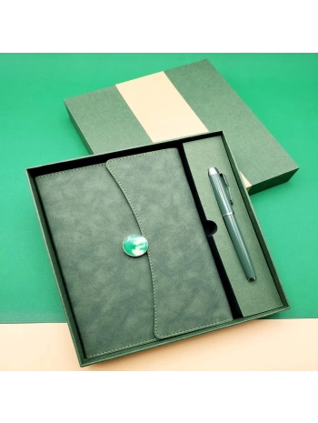 Özel Kutulu Deri Defter Ve Roller Kalem Seti