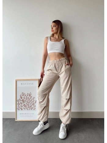 Paraşüt pantolon bej
