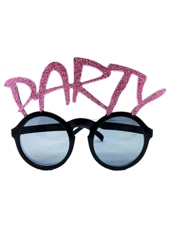 Party Yazılı Simli Pembe Renk Parti Gözlüğü 15x7 Cm