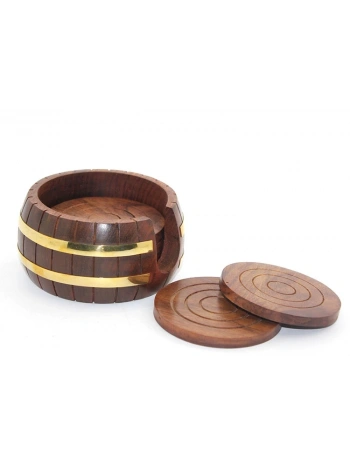 Pirinç Yuvarlak Ahşap Bardak Altı W431