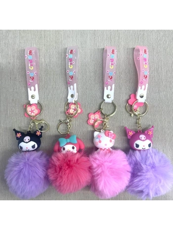 Ponponlu Kuromi Ve Hello Kitty Anahtarlık Alk4246
