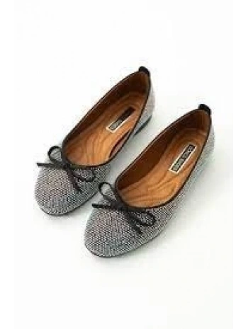 Potte Siyah Saten Babet Ayakkabı