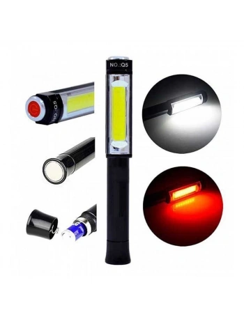 Ps-Q5 Pilli Mıknatıslı Cob Led Çalışma Tamir Kırmızı Işık El Feneri
