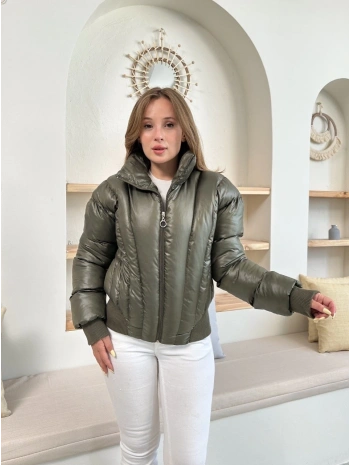 Puffer kısa mont haki st25534