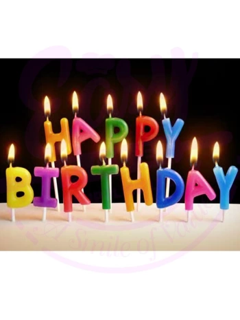 Rengarenk Happy Birthday Yazılabilen Doğum Günü Mumu