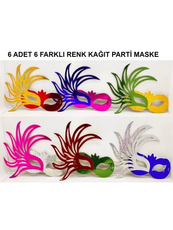 639lı Renkli Balo Maskesi Seti | Karton  Lastikli (yetişkin-çocuk Uyumlu)