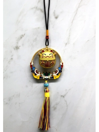 Renkli Püsküllü Şans Kedisi Feng Shui Askılık Alk4452