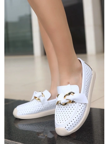 Riwan Beyaz Cilt Babet Ayakkabı