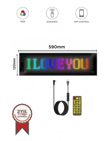 Rp1259 Led Matrix Panel 16x96cm Telefon Kontrollü Kayar Led Animasyon Aydınlatma
